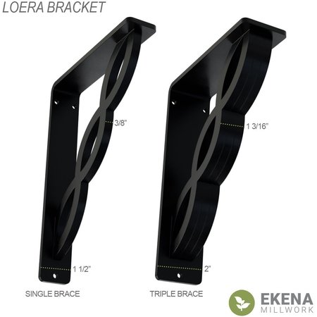 Ekena Millwork Loera Wrought Iron Bracket, (Single center brace), Antiqued Silver 1 1/2"W x 5 1/2"D x 8"H BKTM01X05X08SLOASV